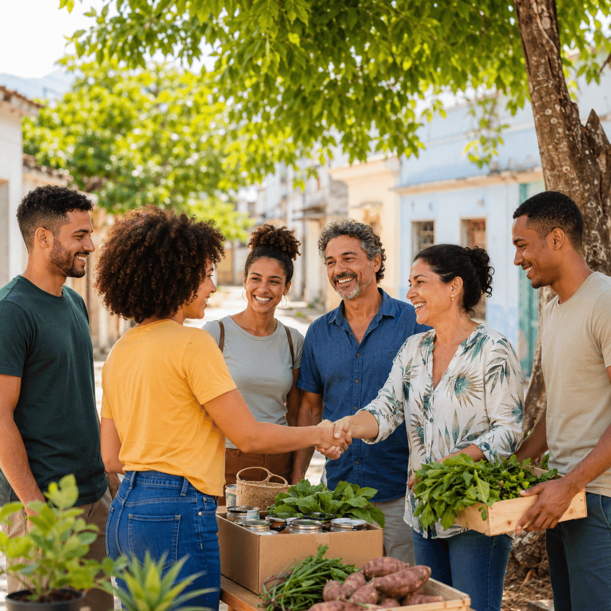 Cuban community members at a local market